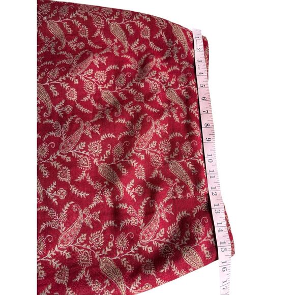 Vintage Nouveaux Red Paisley Print With Fringe Hem Straight Maxi Skirt - Picture 8 of 10